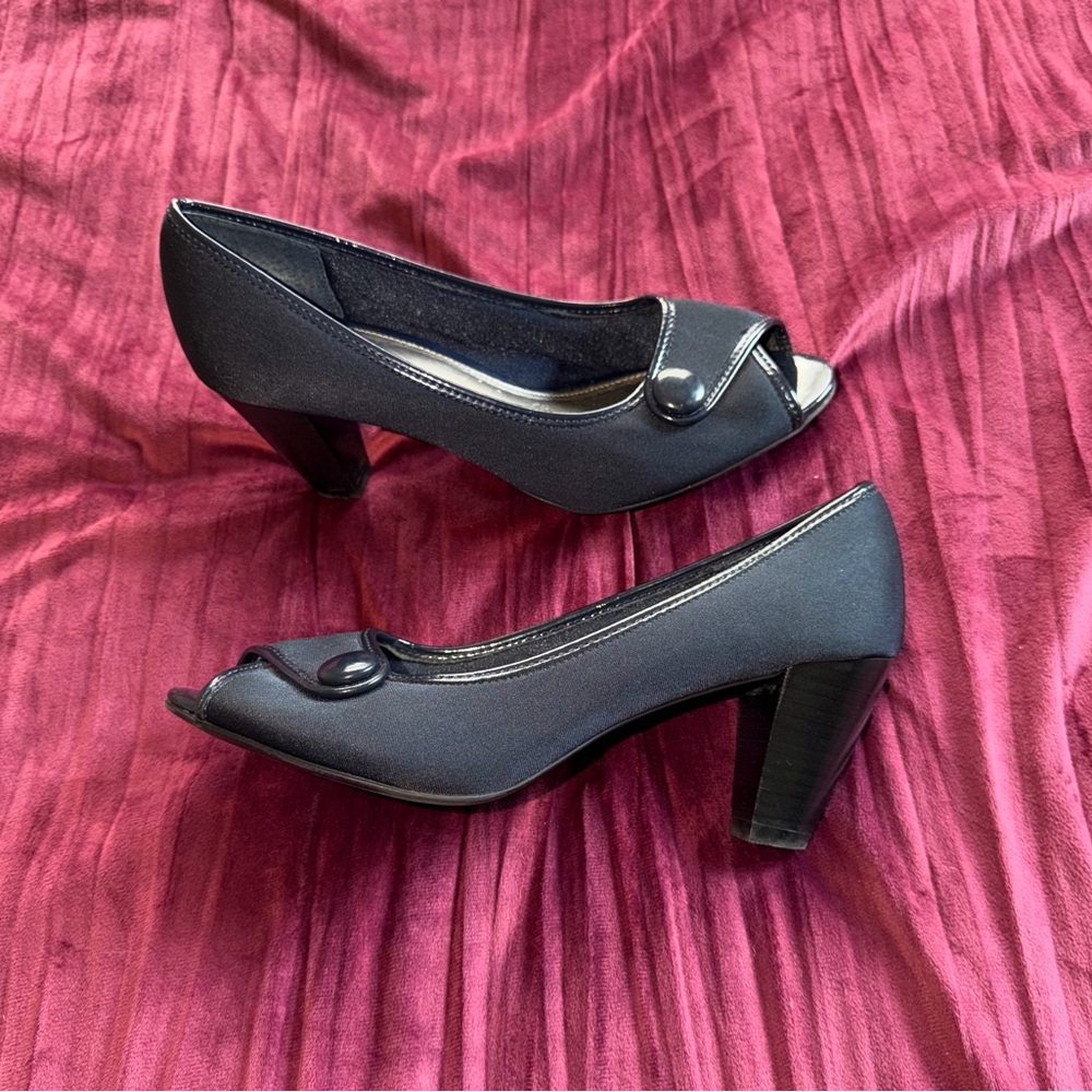 Elegant Navy Peep-Toe Heels